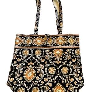 Retired Vera Bradley Quilted Cafe Latte Brown/Black Shoulder Bag